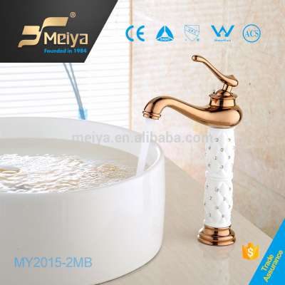 2016 Gold High basin faucets white color decorated Good Type Watermark Kitchen Tap