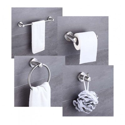 brush nickle 4 Pieces Bathroom Hardware Set Wall Mounted Bathroom Accessory Set