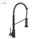 Aquacubic Solid Brass Cupc Certified Pull Down Spring Black Kitchen Faucet