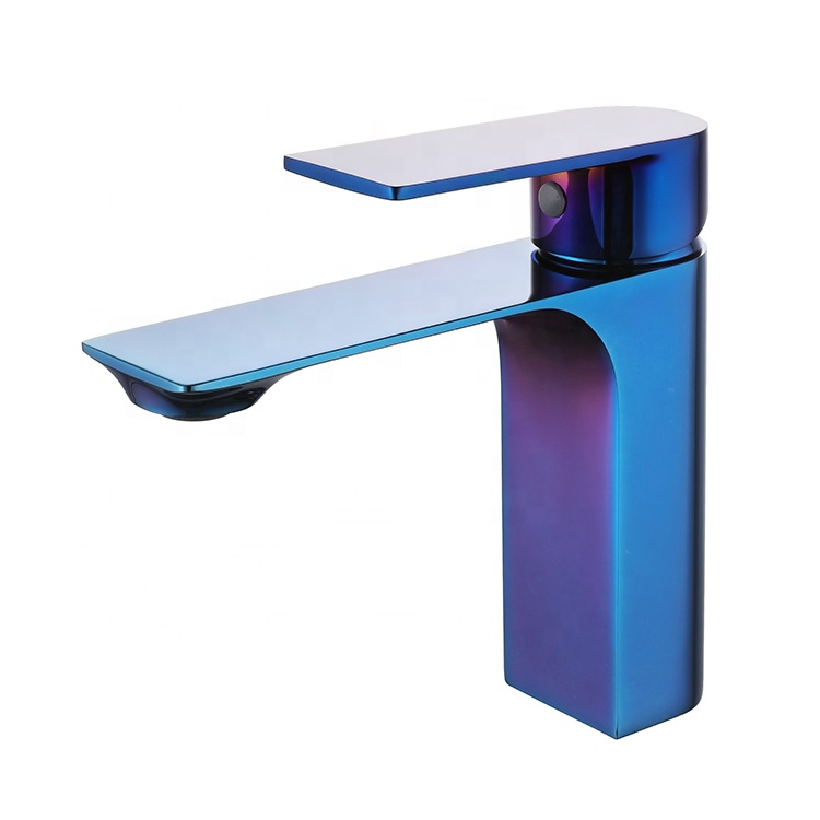 ultrathin brass basin faucet modern taps for bathroom with IMPERIAL BLUE color