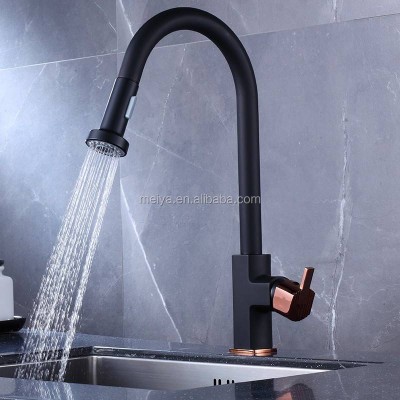 Sink Kitchen Faucet Rose Gold And Black Color Kitchen Faucet Brass