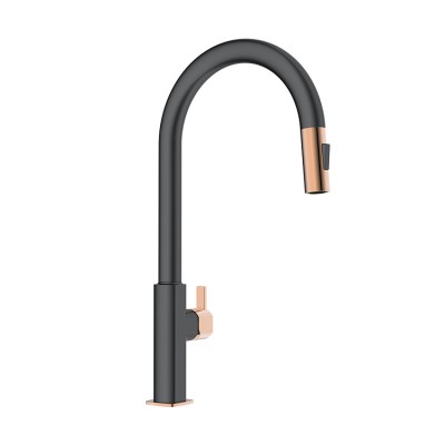 Factory Pull Out Kitchen Faucet Rose Gold And Black Kitchen Sink Taps